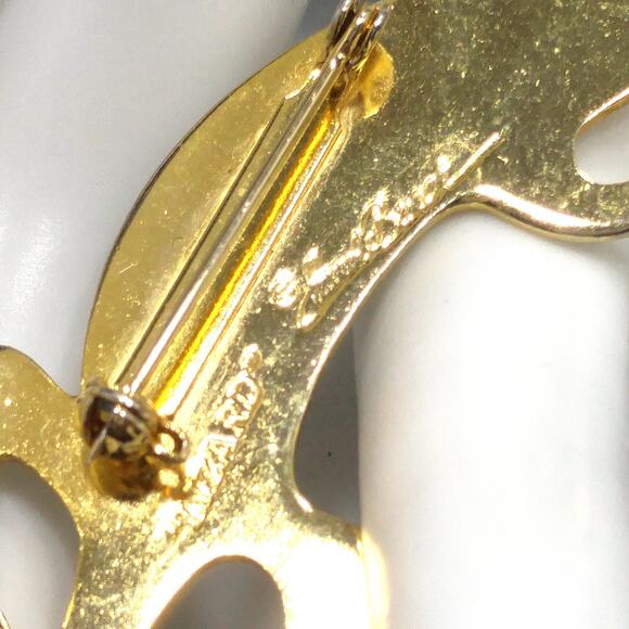 Laurel Burch Black "Lizard" Brooch, Gold Plated Cloisonne, 1980s Vintage Jewelry - Picture 5 of 10